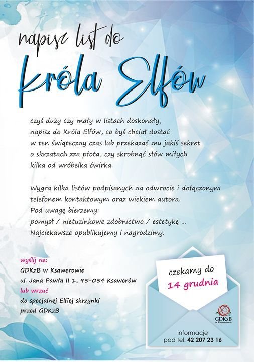 plakat informujący o konkursie list do Króla Elfów