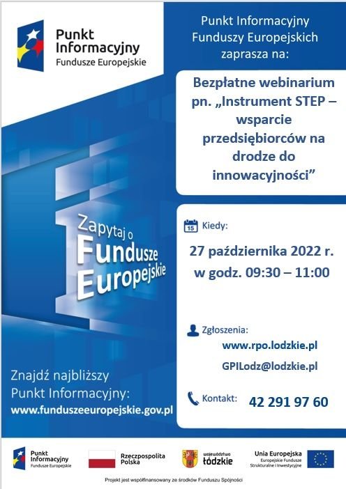 plakat informujący o bezpłatnym webinarium 27.10.2022 r. dla przedsiębiorców.