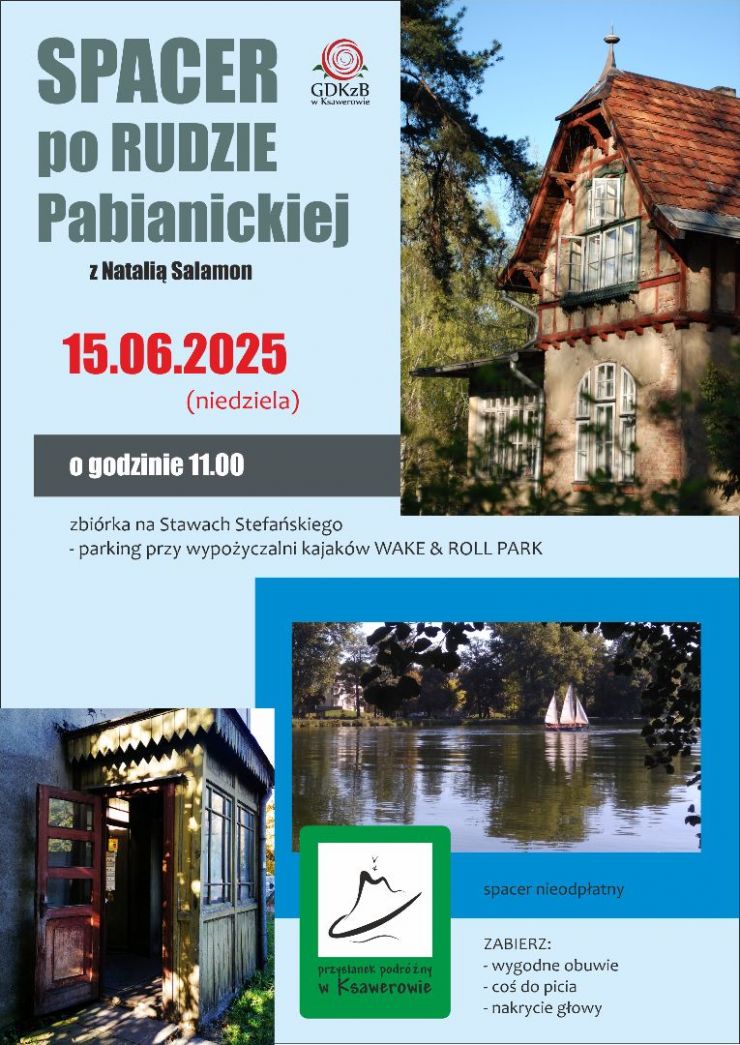 plakat plakat zapraszający na spacer po Rudzie Pabianickiej