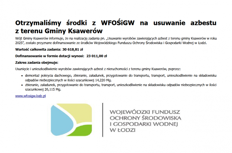 informacje o dofinansowaniu usuwania azbestu