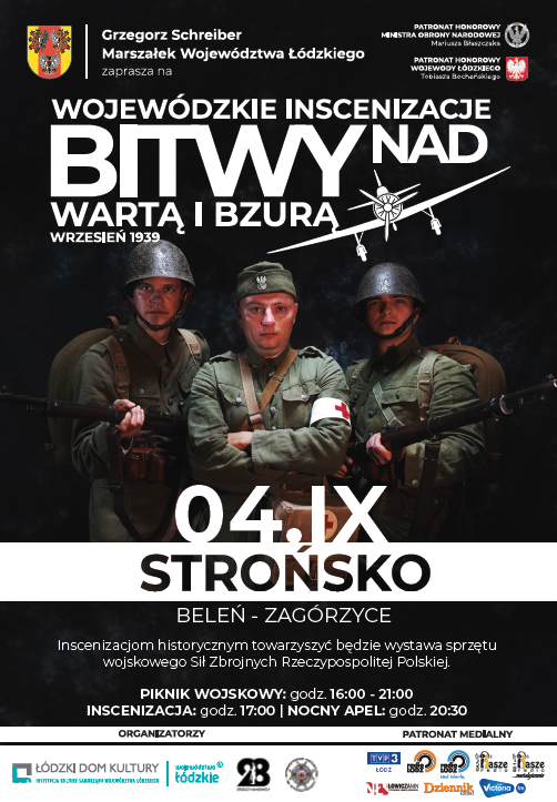 Piknik rekonstrukcyjny Na zdjęciu 3 mężczyzn przebranych za żołnierzy.