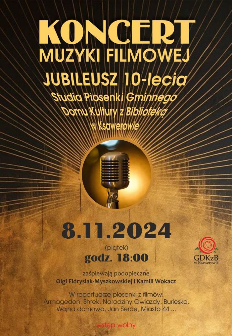 grafika przedstawia zaproszenie na koncert muzyki filmowej