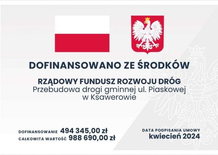 Informacje o dofinansowaniu przebudowy drogi.